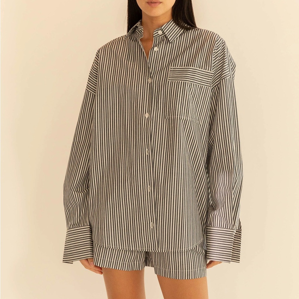 Oak + Fort - Striped Button-Up Shirt